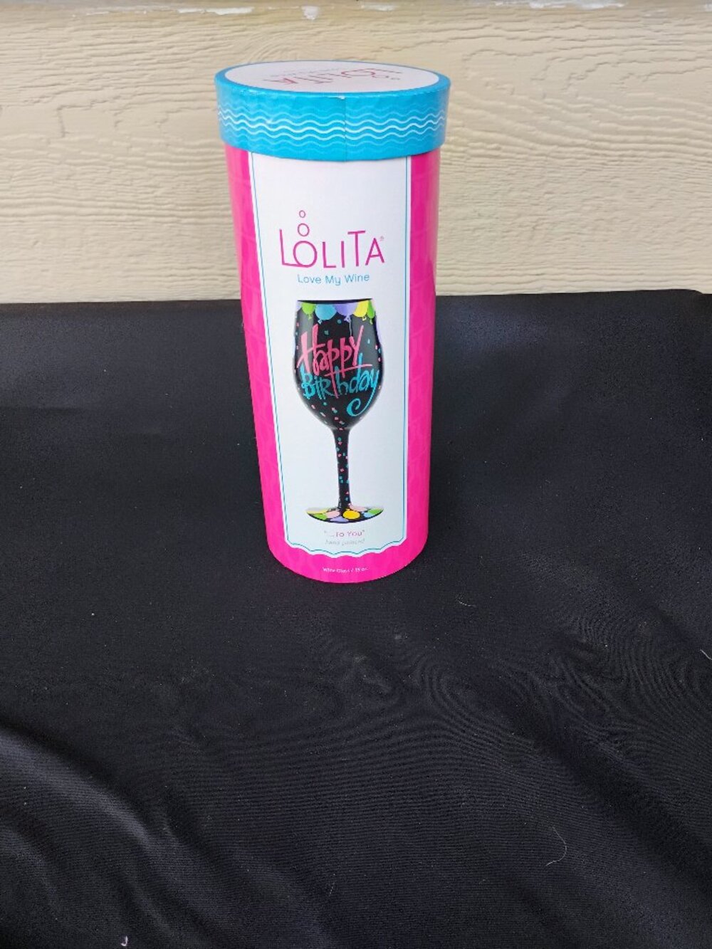 Lolita Hand Painted Happy Birthday Wine glass